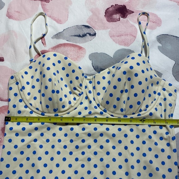 NWT J Crew Underwire Polka Dot Cream & Blue One Piece Bathing Suit Size 12 - Picture 10 of 13